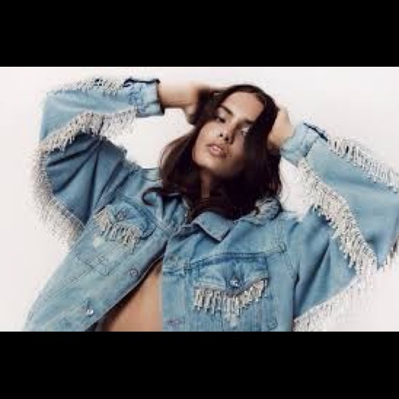 Kylie Taylor Swift Cowboy Diamond Denim Embellished Rhinestone Jean Jacket - Picture 11 of 11